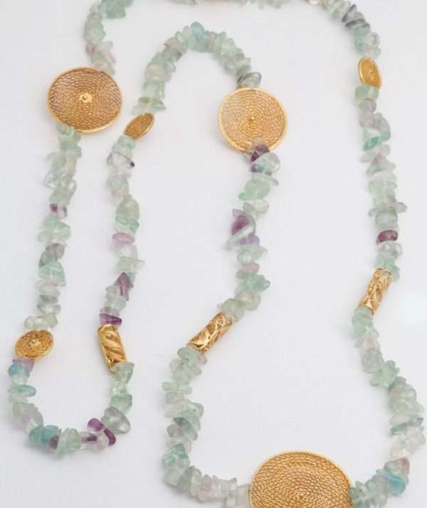 Amazonite Stone and GoldPlated Filigree Necklace made by ARTEMANOS