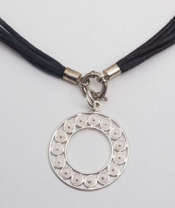 Black Necklace with Filigree Charm made by ARTEMANOS