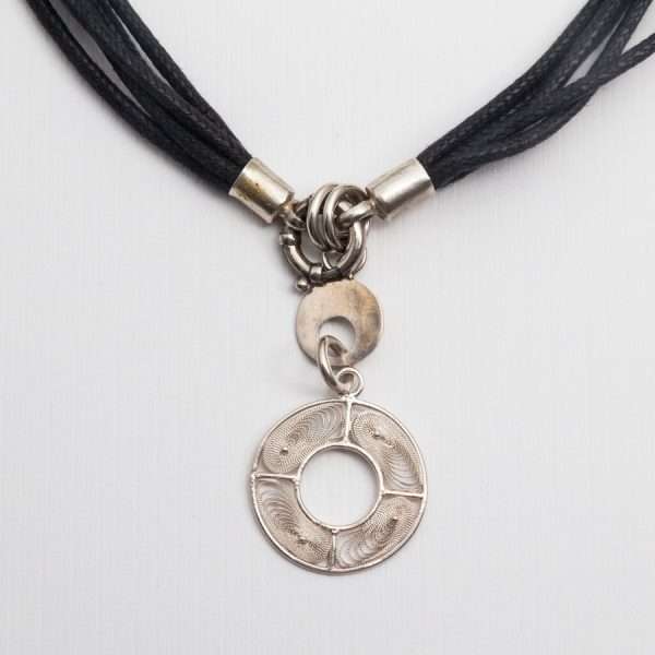 Color Cords Necklace with Filigree Charm made by