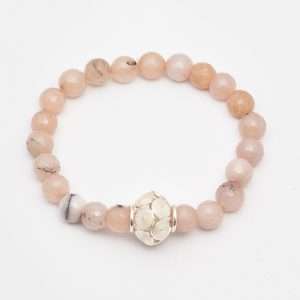 Coral Beads Bracelet with Filigree Charm made by ARTEMANOS