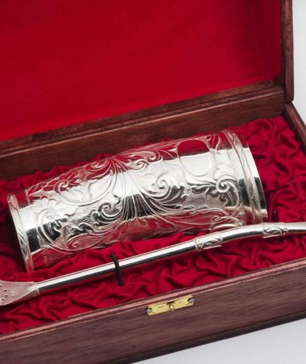 Yerba Mate Set Gourd Cup and Sterling Silver Bombilla made by ARTEMANOS