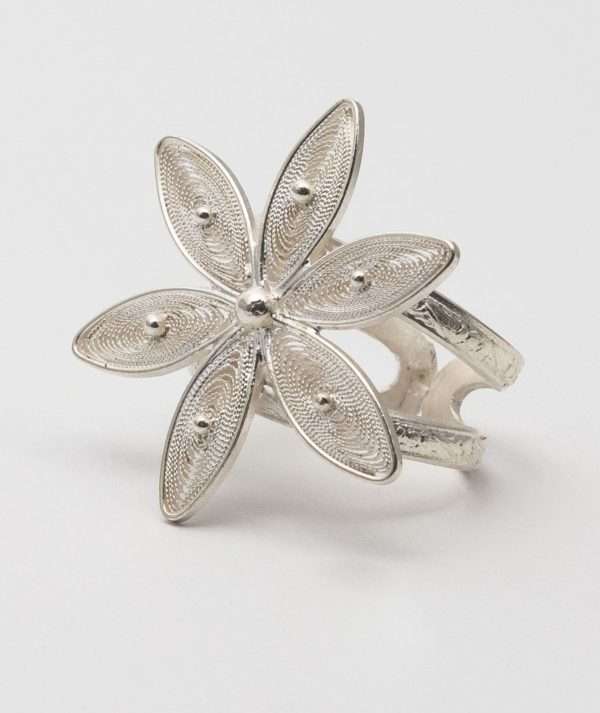 Adjustable Filigree Flower Ring made by ARTEMANOS