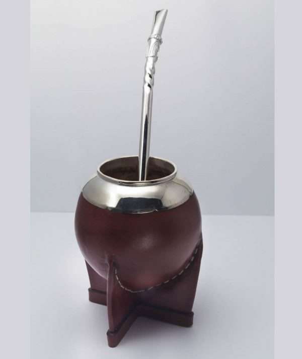 Leather Mate and Silver Straw made by ARTEMANOS