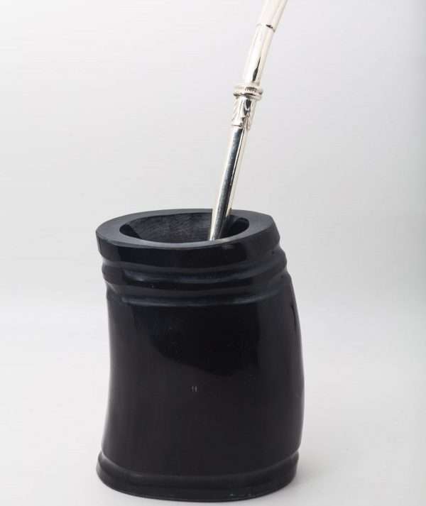 Horn Gourd Cup and Sterling Silver Straw