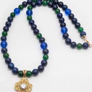 Agate Stone and Gold-plated Filigree Necklace made by ARTEMANOS