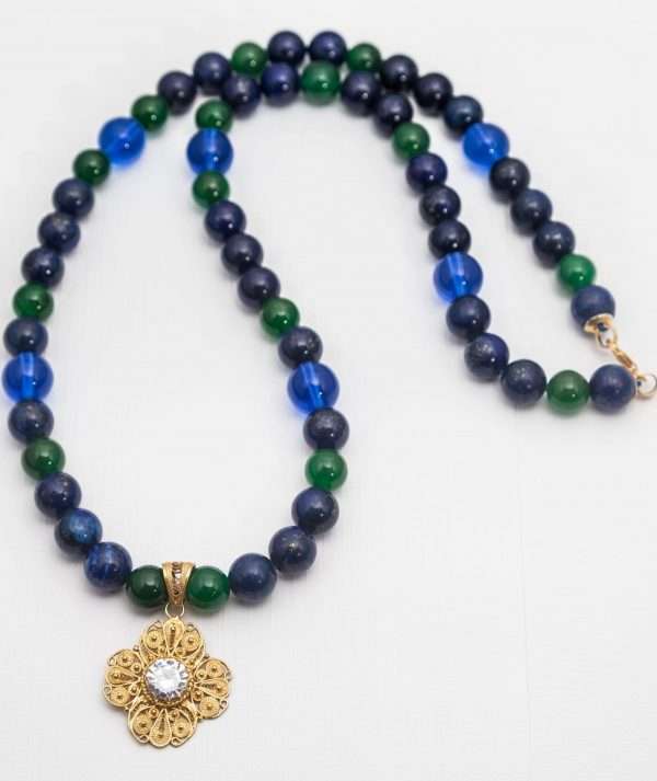 Agate Stone and Gold-plated Filigree Necklace made by ARTEMANOS