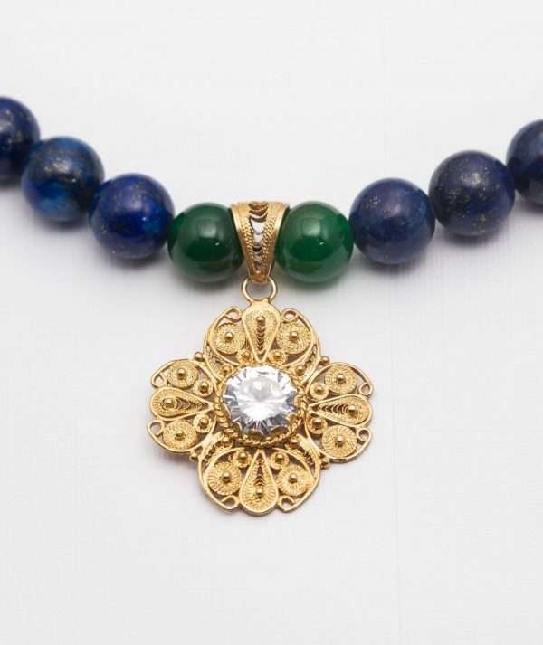 Agate Stone and GoldPlated Filigree Necklace made by ARTEMANOS