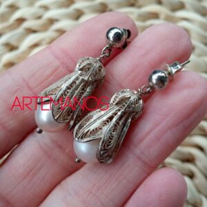 Filigree and Pearl Chandelier Earrings